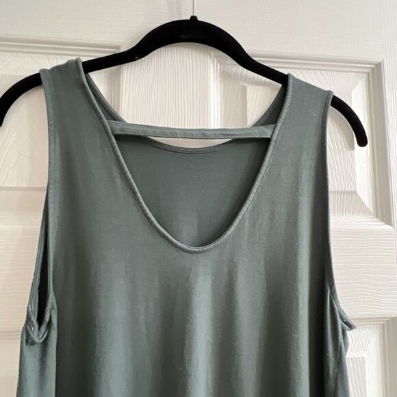 LOFT  Dress Sz M Sleeveless Stretch Swing Shift Green A-Line - Picture 3 of 4